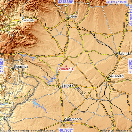 Topographic map of Villafáfila