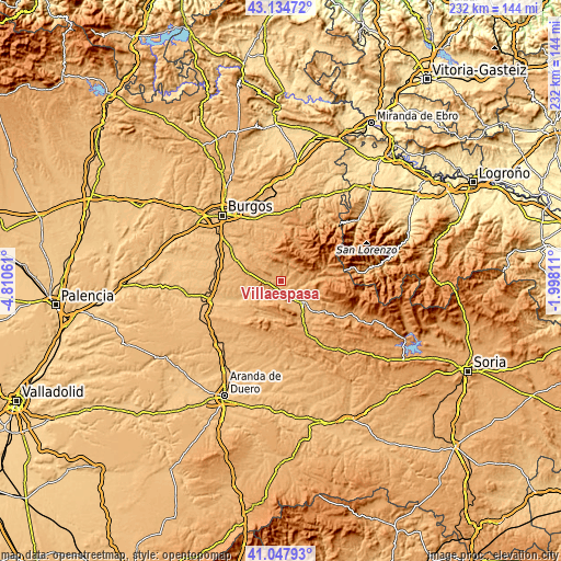 Topographic map of Villaespasa