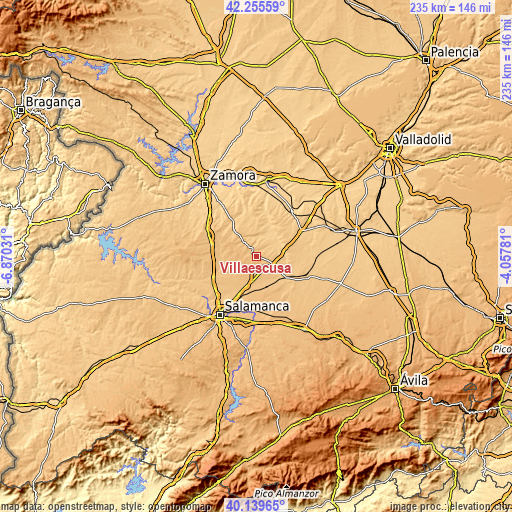 Topographic map of Villaescusa