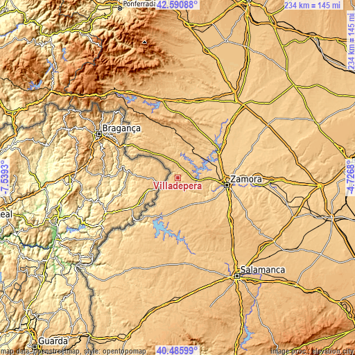 Topographic map of Villadepera