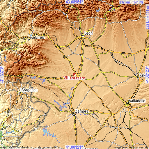 Topographic map of Villabrázaro