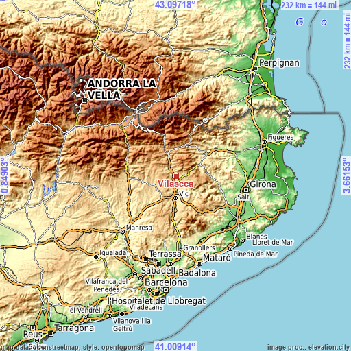 Topographic map of Vilaseca