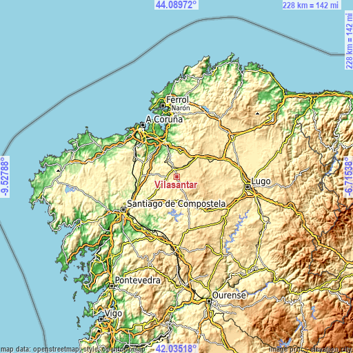 Topographic map of Vilasantar