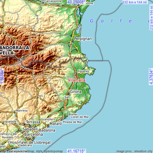 Topographic map of Vilamalla