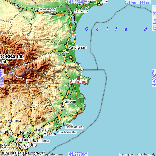 Topographic map of Vilajuïga