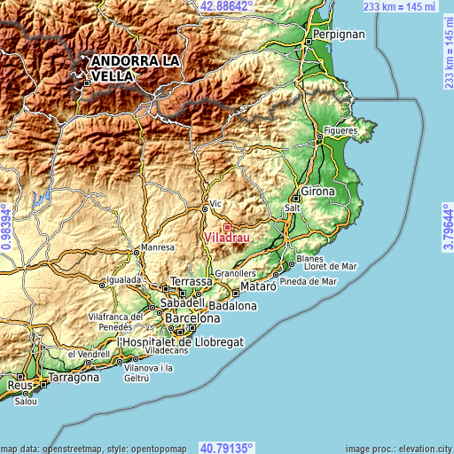 Topographic map of Viladrau