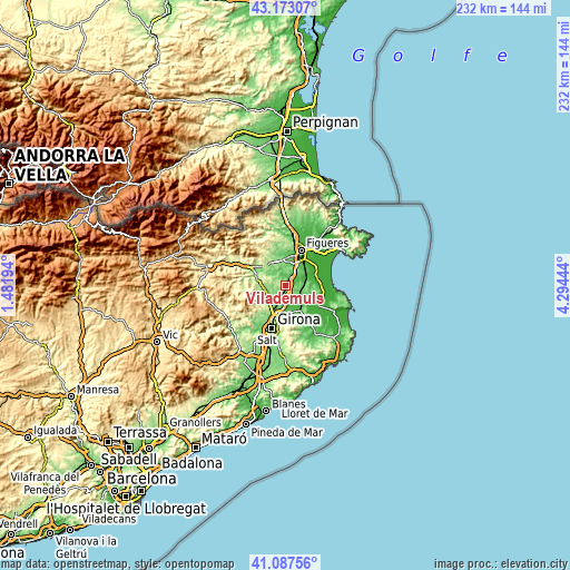 Topographic map of Vilademuls