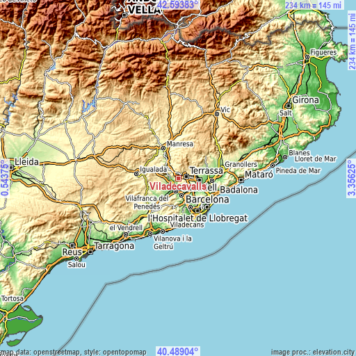 Topographic map of Viladecavalls