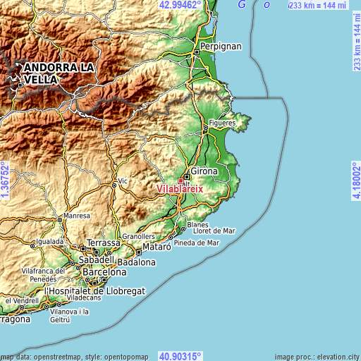 Topographic map of Vilablareix