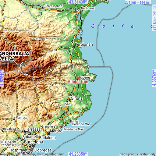 Topographic map of Vilabertran