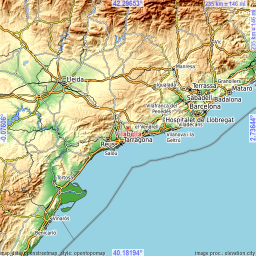 Topographic map of Vilabella