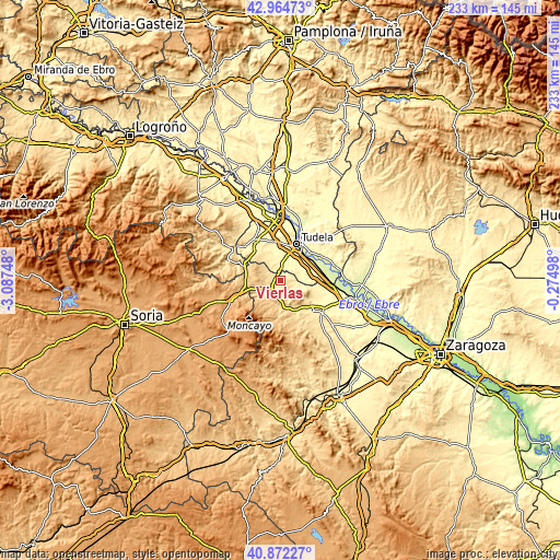 Topographic map of Vierlas