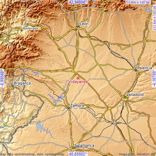 Topographic map of Vidayanes