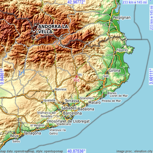 Topographic map of Vic