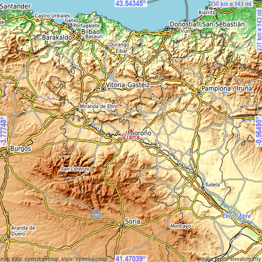 Topographic map of Viana
