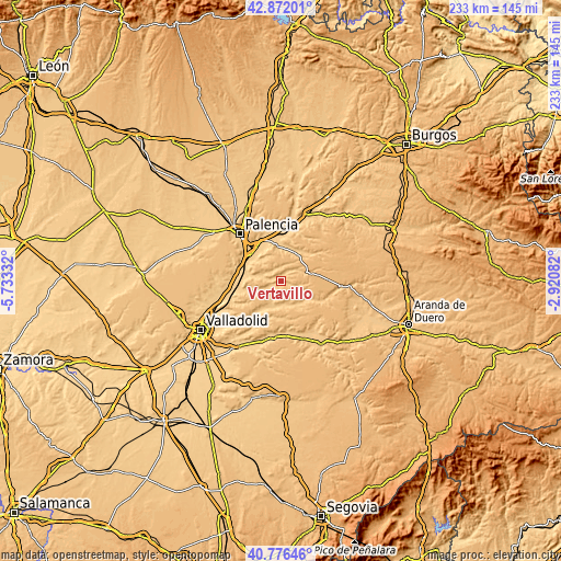 Topographic map of Vertavillo