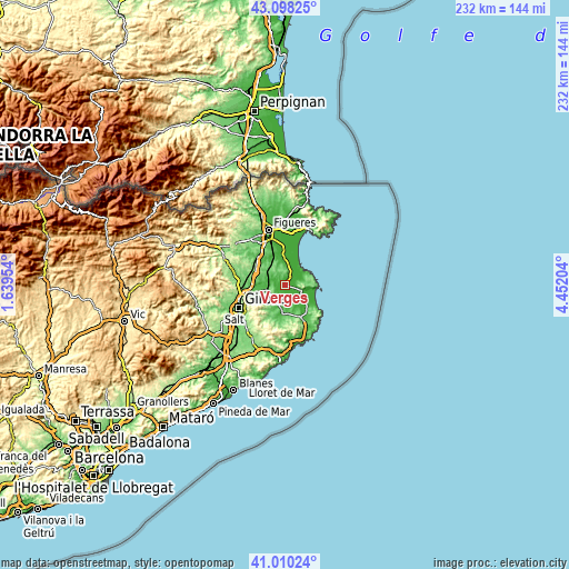 Topographic map of Verges