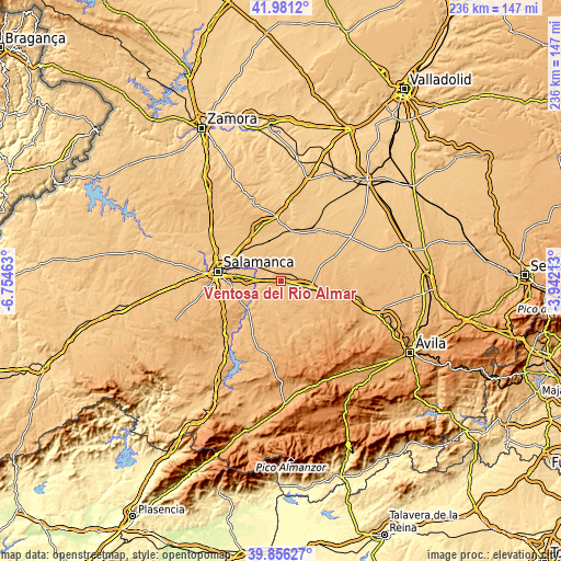 Topographic map of Ventosa del Río Almar