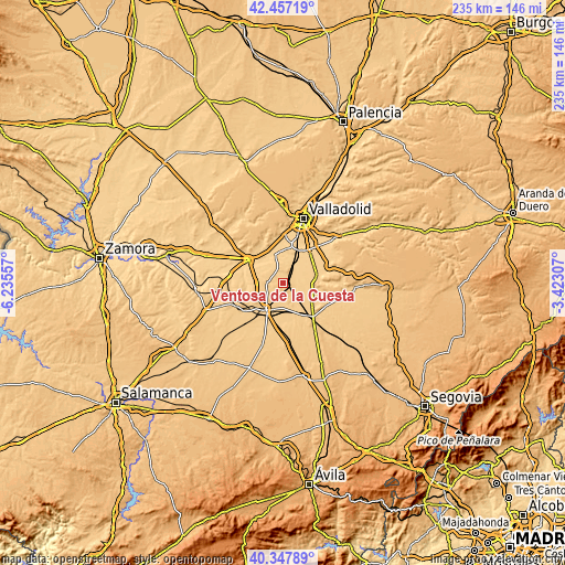 Topographic map of Ventosa de la Cuesta