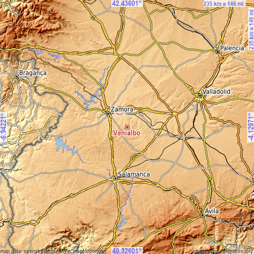 Topographic map of Venialbo