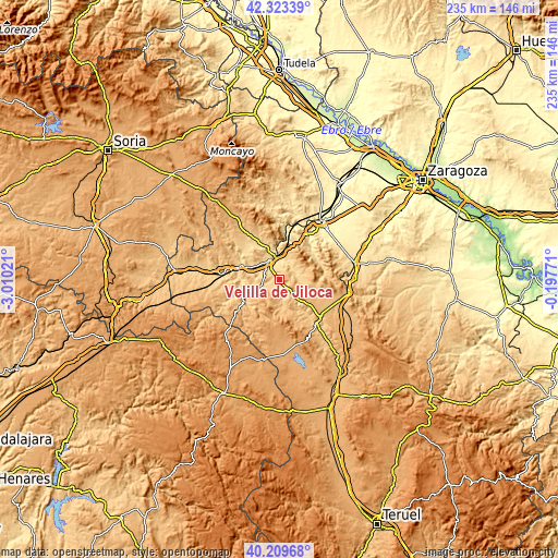 Topographic map of Velilla de Jiloca