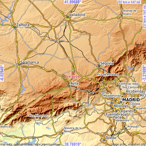 Topographic map of Velayos