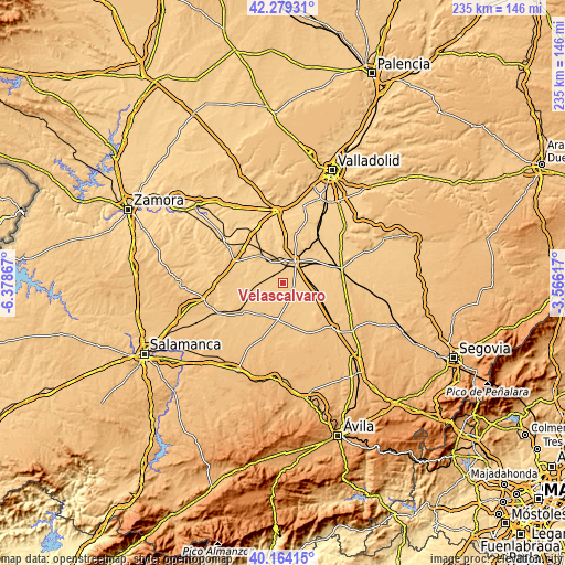 Topographic map of Velascálvaro