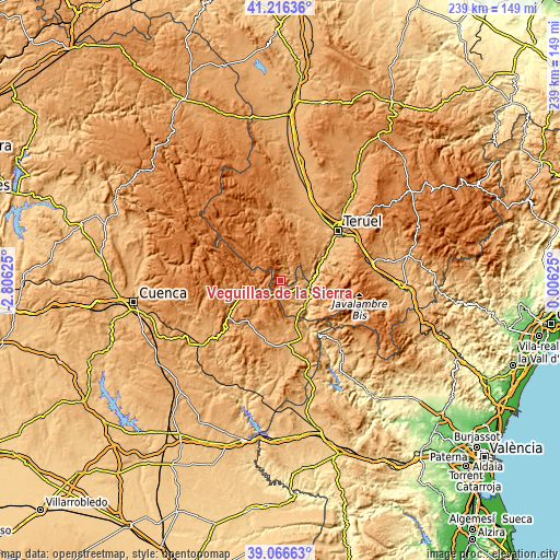 Topographic map of Veguillas de la Sierra