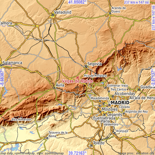 Topographic map of Vegas de Matute