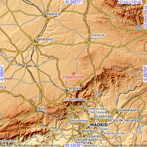 Topographic map of Veganzones