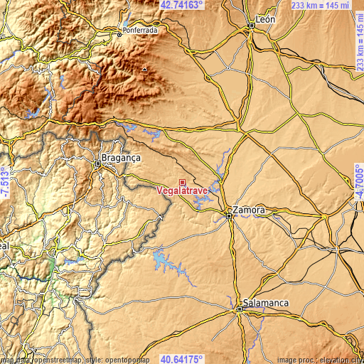 Topographic map of Vegalatrave