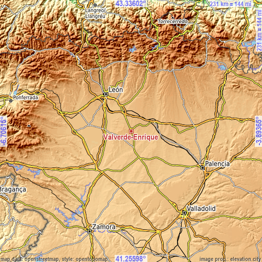 Topographic map of Valverde-Enrique