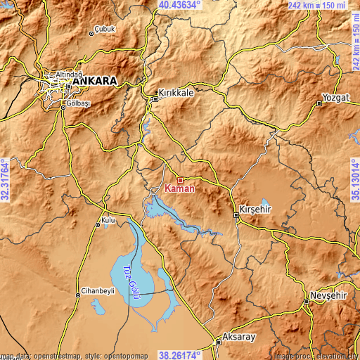 Topographic map of Kaman