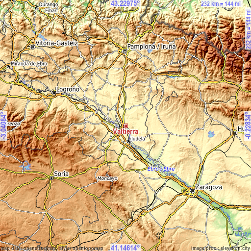 Topographic map of Valtierra