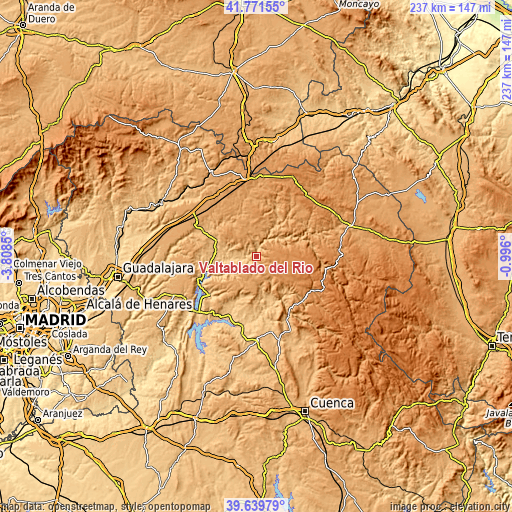 Topographic map of Valtablado del Río