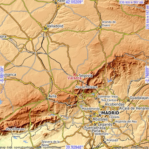 Topographic map of Valseca