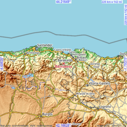 Topographic map of Balmaseda