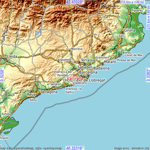 Topographic map of Vallirana