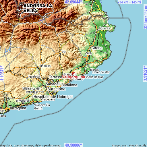 Topographic map of Vallgorguina