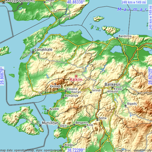 Topographic map of Kalkım