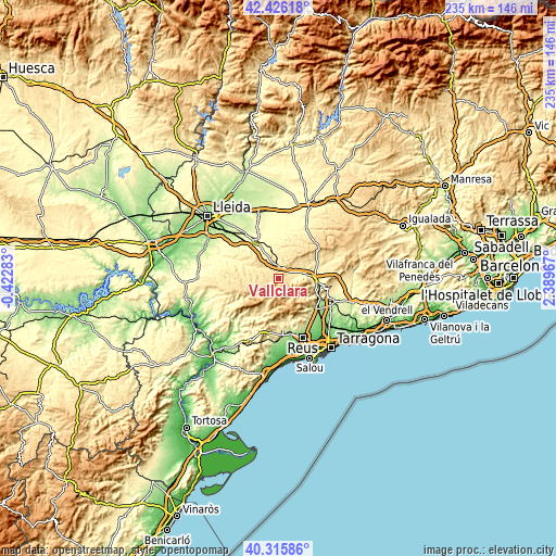 Topographic map of Vallclara