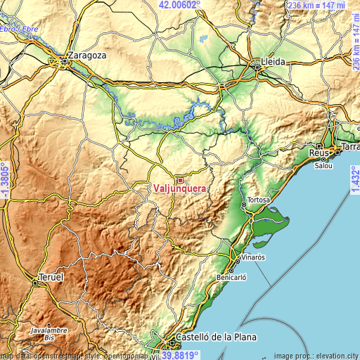 Topographic map of Valjunquera