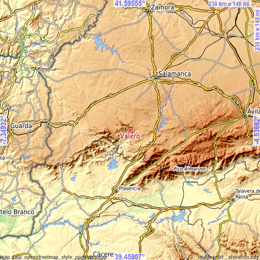 Topographic map of Valero