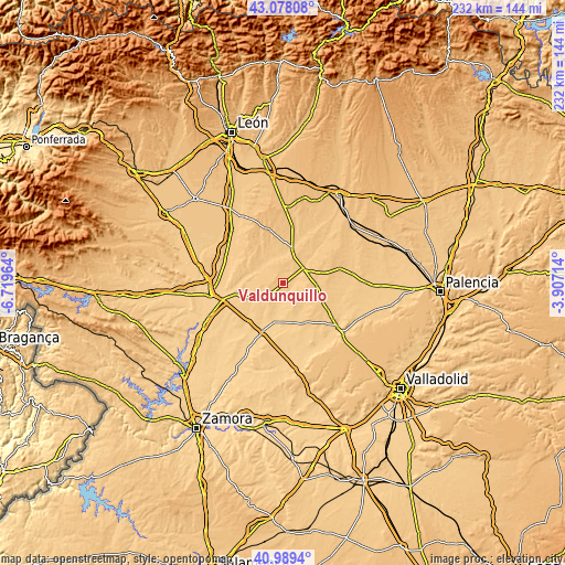 Topographic map of Valdunquillo