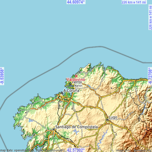 Topographic map of Valdoviño