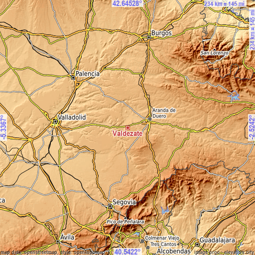 Topographic map of Valdezate