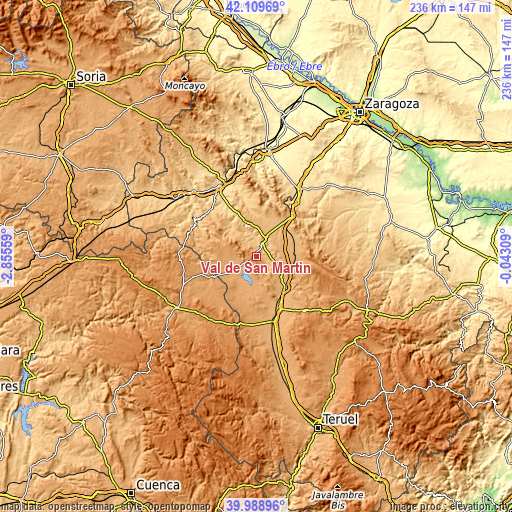 Topographic map of Val de San Martín