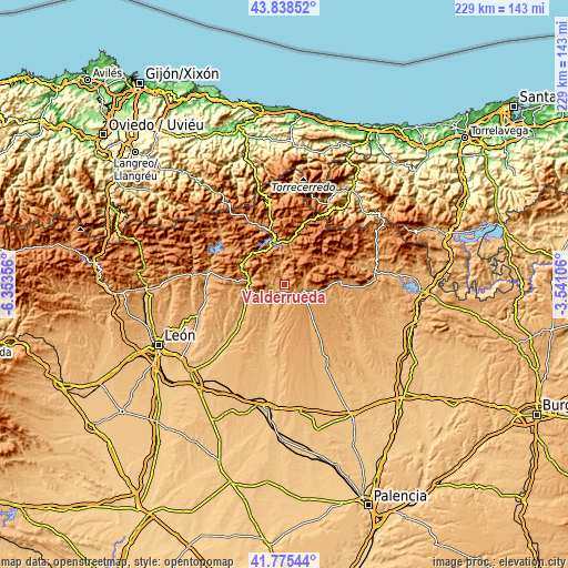 Topographic map of Valderrueda