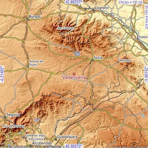 Topographic map of Valderrodilla