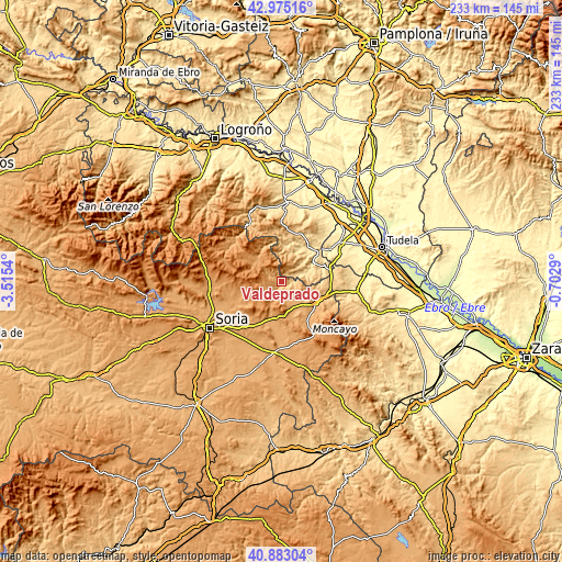 Topographic map of Valdeprado